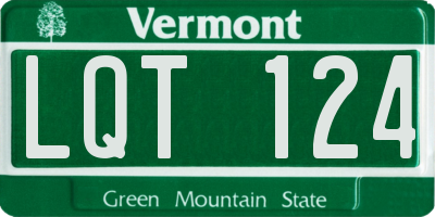 VT license plate LQT124