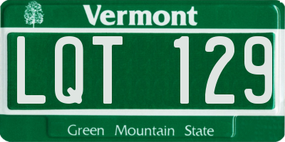 VT license plate LQT129