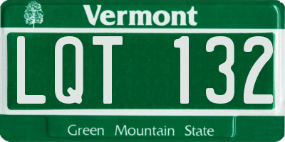 VT license plate LQT132