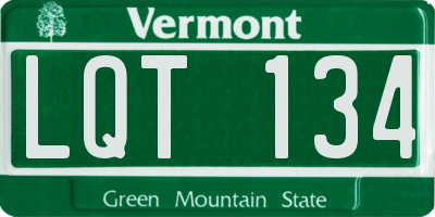 VT license plate LQT134