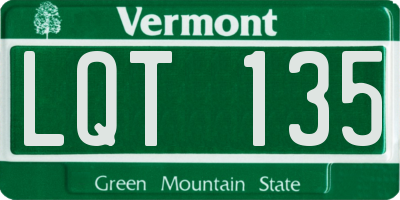 VT license plate LQT135