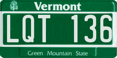 VT license plate LQT136
