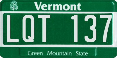 VT license plate LQT137
