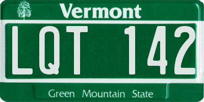 VT license plate LQT142