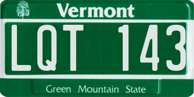 VT license plate LQT143