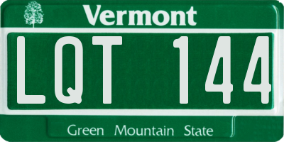 VT license plate LQT144