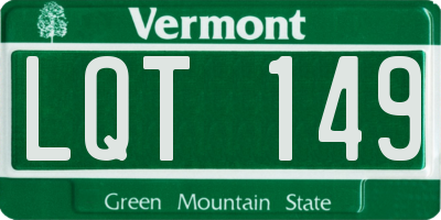 VT license plate LQT149