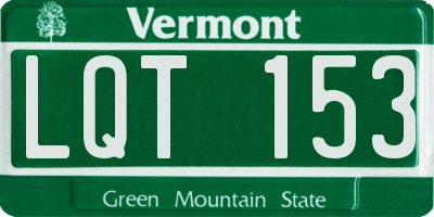 VT license plate LQT153
