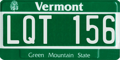 VT license plate LQT156