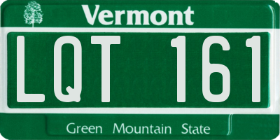 VT license plate LQT161