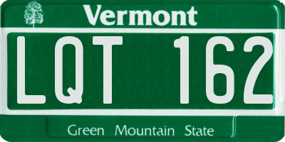 VT license plate LQT162