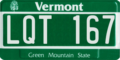 VT license plate LQT167