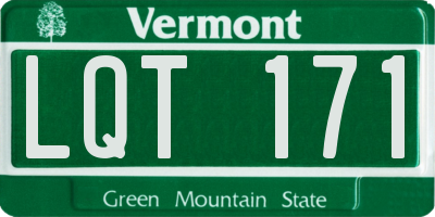 VT license plate LQT171