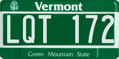 VT license plate LQT172