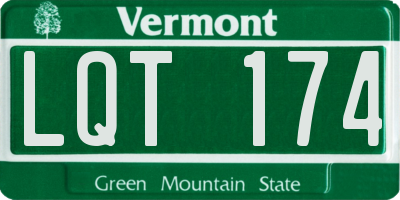 VT license plate LQT174