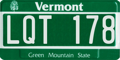 VT license plate LQT178