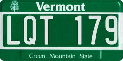 VT license plate LQT179