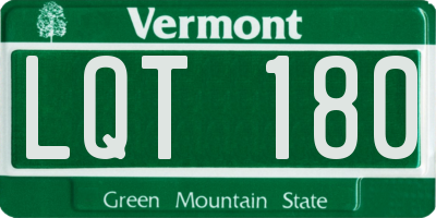VT license plate LQT180
