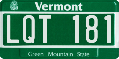 VT license plate LQT181