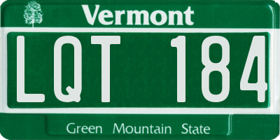 VT license plate LQT184