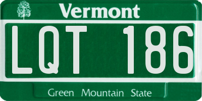 VT license plate LQT186