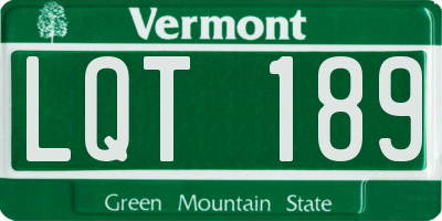 VT license plate LQT189