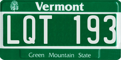 VT license plate LQT193