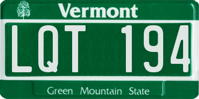 VT license plate LQT194
