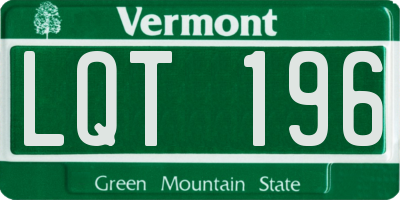 VT license plate LQT196