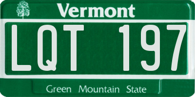 VT license plate LQT197