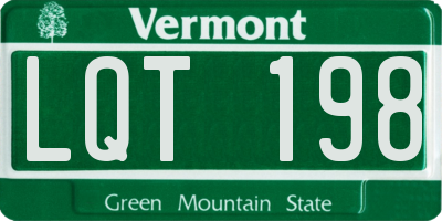 VT license plate LQT198