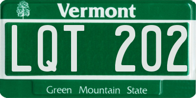 VT license plate LQT202