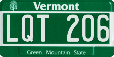 VT license plate LQT206