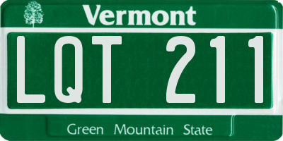 VT license plate LQT211