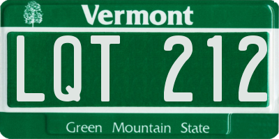 VT license plate LQT212