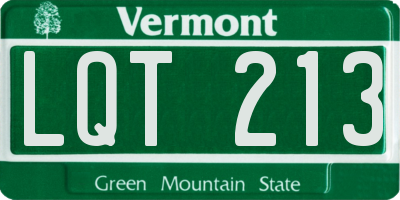 VT license plate LQT213