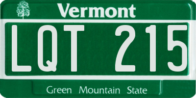 VT license plate LQT215