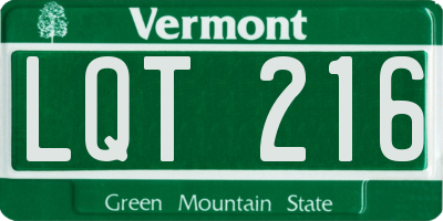VT license plate LQT216