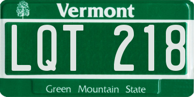 VT license plate LQT218