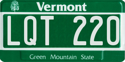 VT license plate LQT220