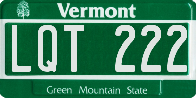VT license plate LQT222