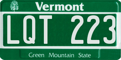 VT license plate LQT223