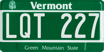 VT license plate LQT227