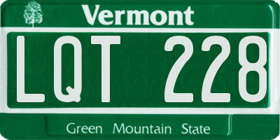 VT license plate LQT228