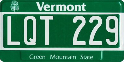 VT license plate LQT229