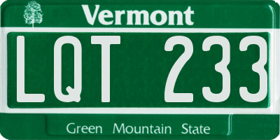 VT license plate LQT233