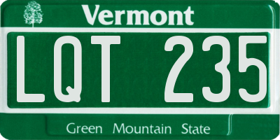 VT license plate LQT235