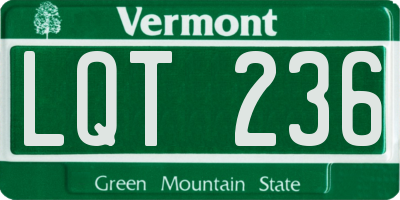 VT license plate LQT236