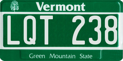 VT license plate LQT238