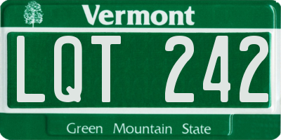 VT license plate LQT242